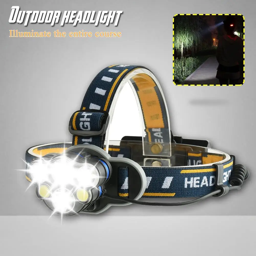 10000 Lm Super Bright Led Headlamp 8 Modes Rechargeable Flashlight Red Warning Lights For Home Maintenance Outdoor Activity | Лампы и