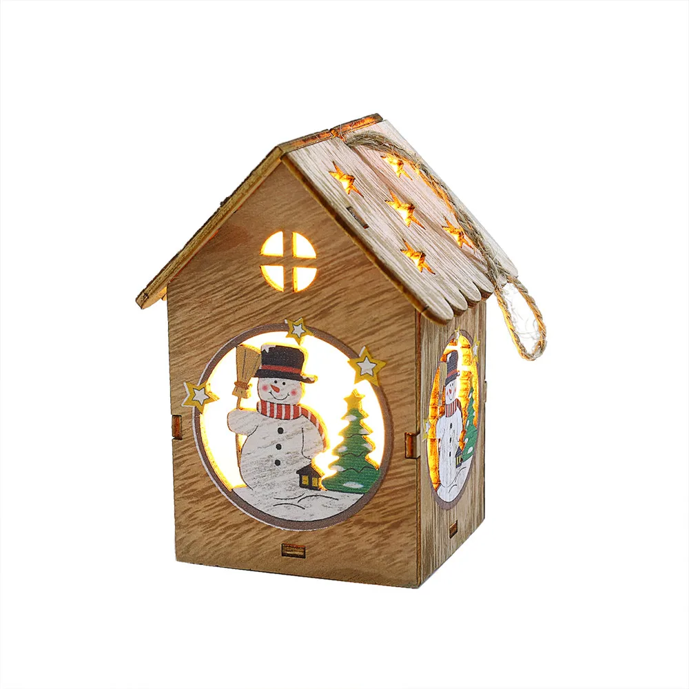2019 New LED Light Wooden Dolls House Villa Christmas Ornaments Xmas Tree Hanging Decor Hang Decoration | Дом и сад