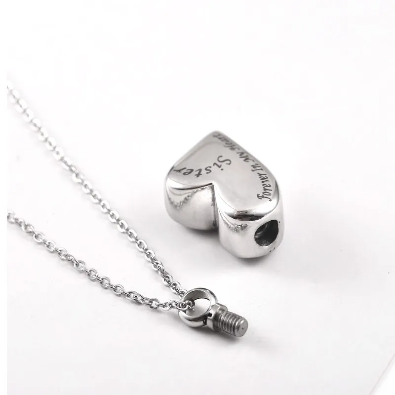 Ожерелье с наполнителем RIR Sister Forever In My сердечко Кремация Jewelry памятный сувенир