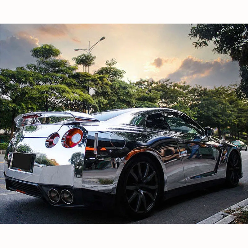 23X60 Автомобильная Серебристая хромированная зеркальная виниловая пленка