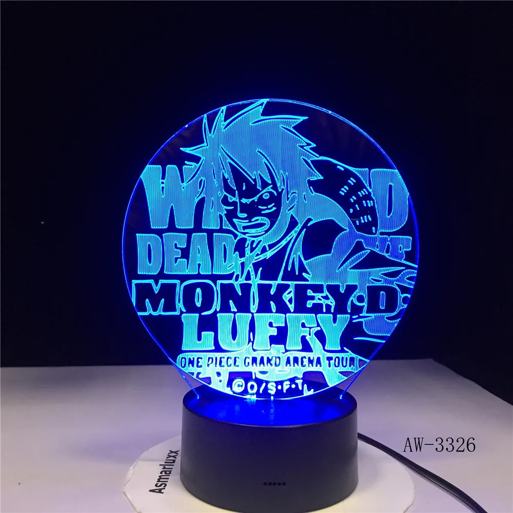 3D Led Видение аниме Луффи моделирование ночник Usb одна штука настольная лампа 7