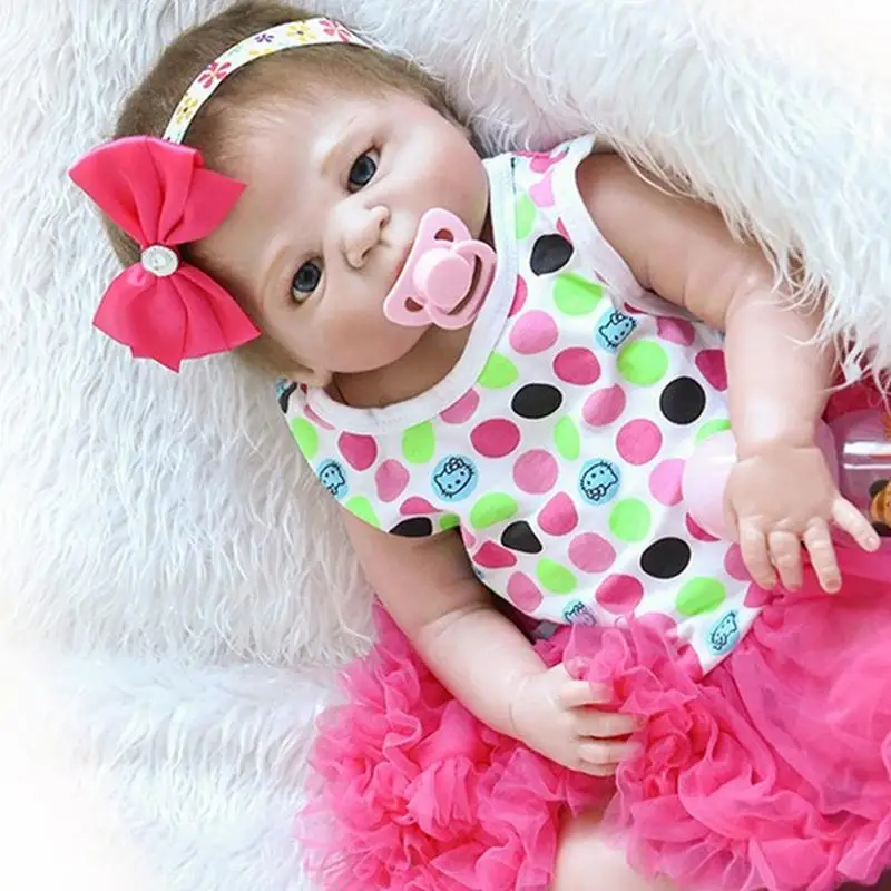46 см Baby Reborn fashion baby Simulation Doll моющийся полный Силиконовый реборн куклы перед сном