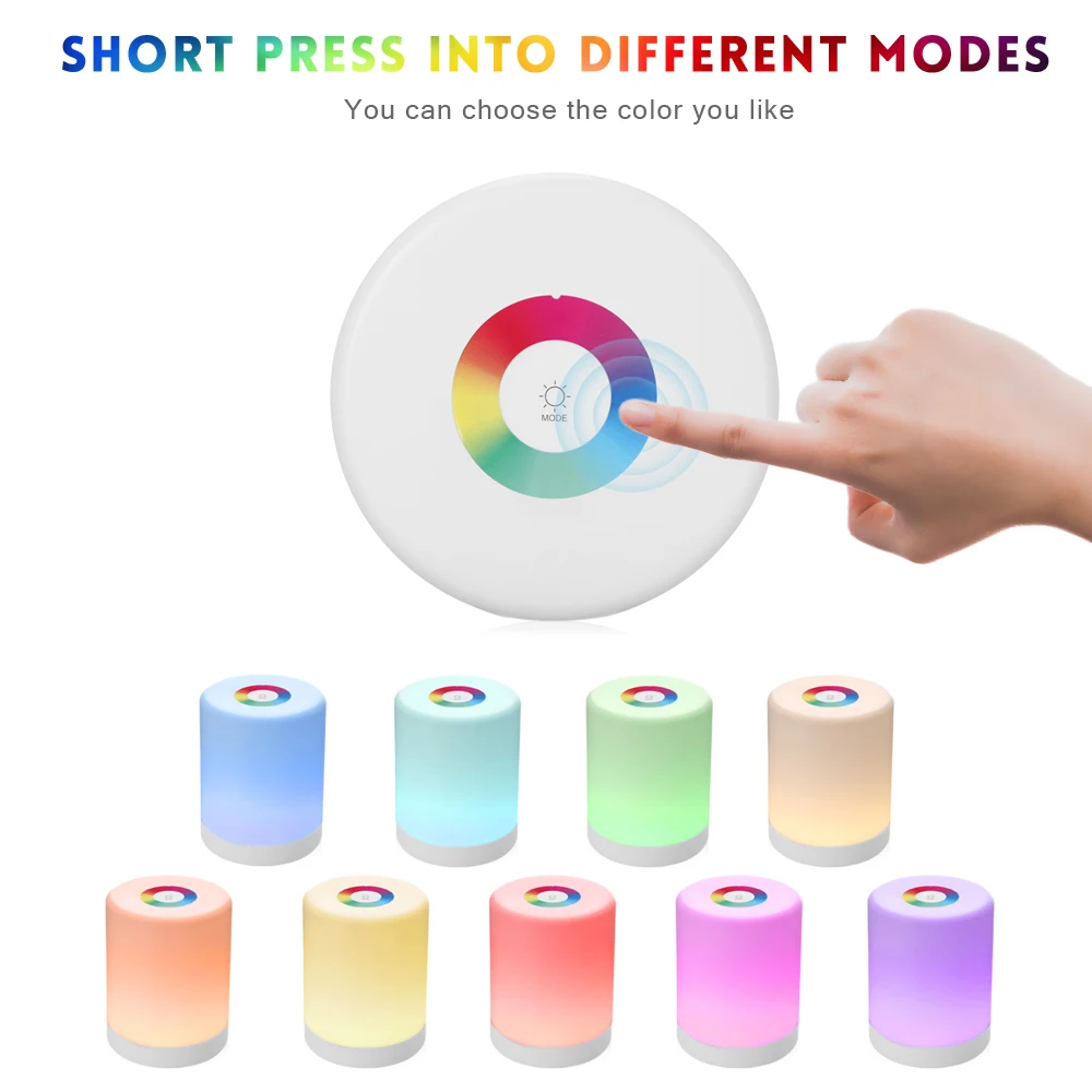 Rechargeable Smart Led Touch Control Night Light Induction Dimmer Intelligent Bedside Lamp Dimmable Rgb Color Change With Hook | Освещение