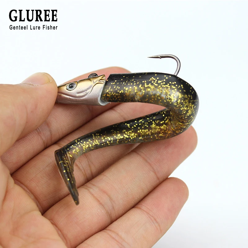 GLUREE 5 шт./лот 11 см 16 г рыболовные приманки свинцовая головка Мягкая наживка один