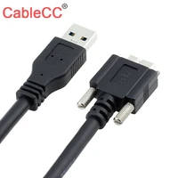 cablecc usb 3 0 to micro b am male to male panel mount cable with screws data transfer extension wire 1 2m black