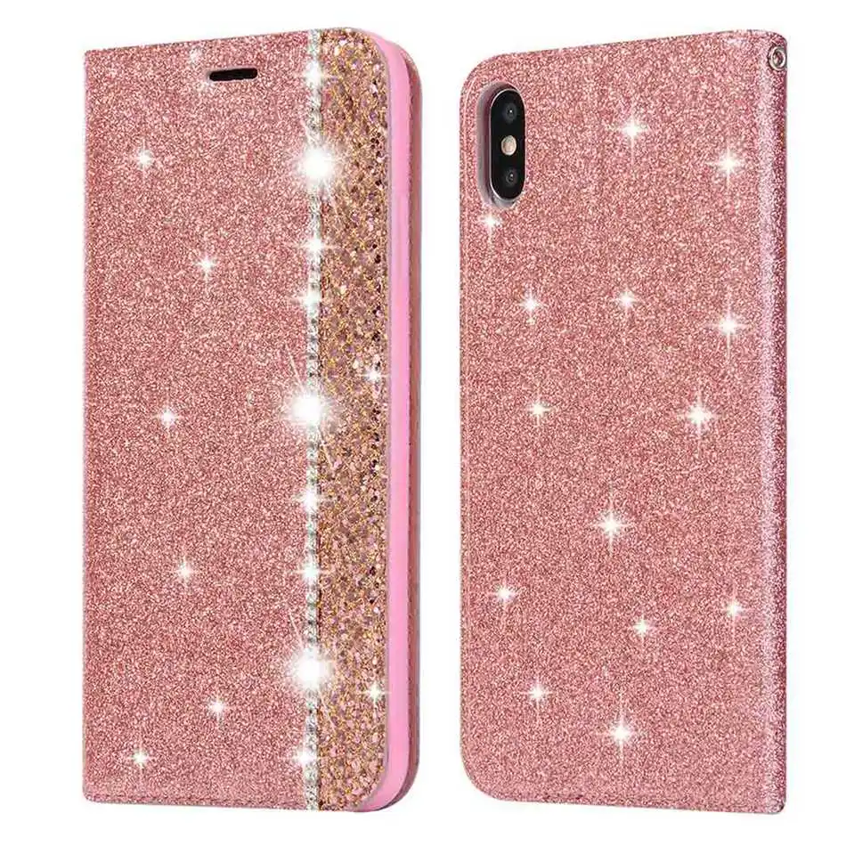 Кожаный чехол KISSCASE со стразами для Samsung Galaxy S8 S9 Plus S7 Edge откидной Чехол Note 8 9 кошелек