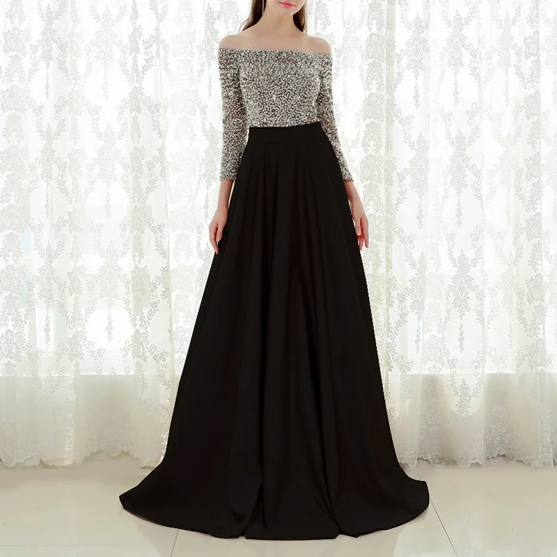 Женское платье с блестками и длинным рукавом длинное макси вечернее свадебное |