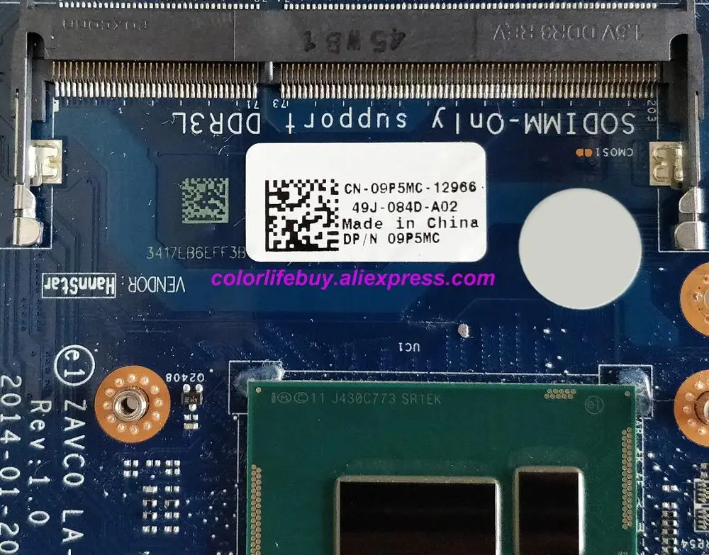 Натуральная CN-09P5MC 09P5MC 9P5MC ZAVC0 LA-B012P REV: 1 0 w I3-4005U материнская плата для ноутбука Dell