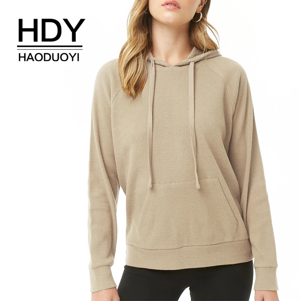 Женская Спортивная толстовка HDY Haoduoyi однотонная с капюшоном и длинным рукавом