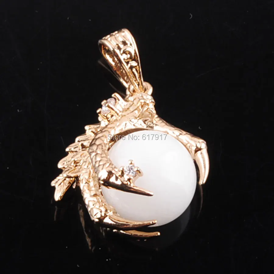 RONGZUAN натуральный белый Нефритовый камень круглый шар бусины с драконом кристалл