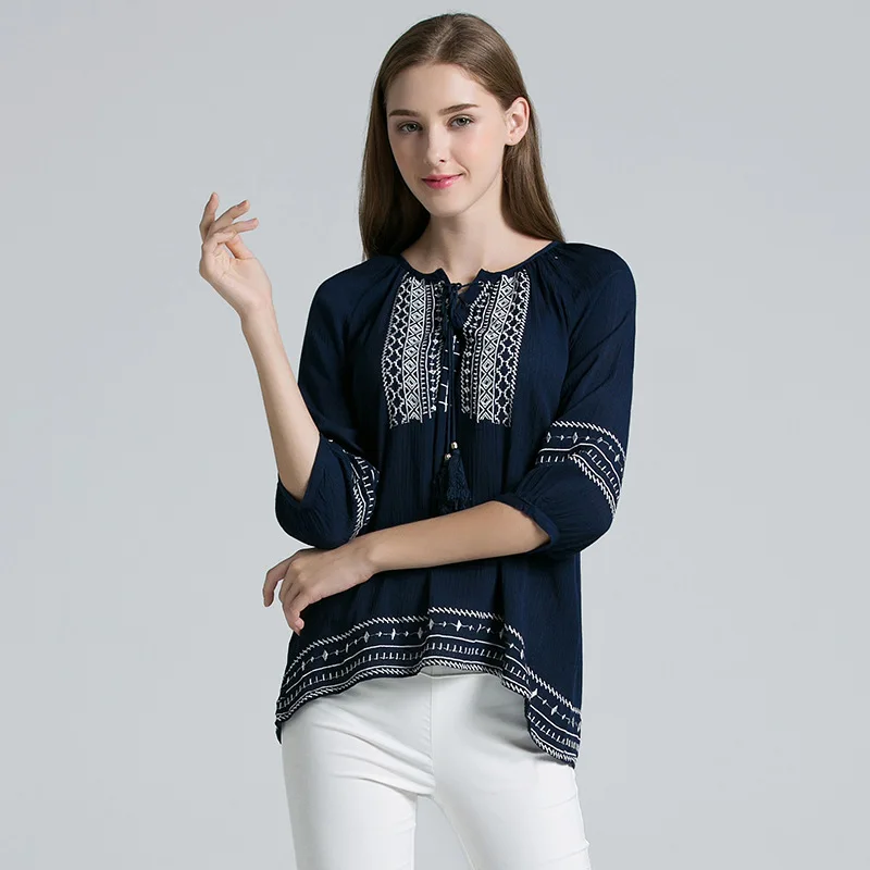 Женская Повседневная Футболка с рукавами Seven Part пуловер геометрическим рисунком