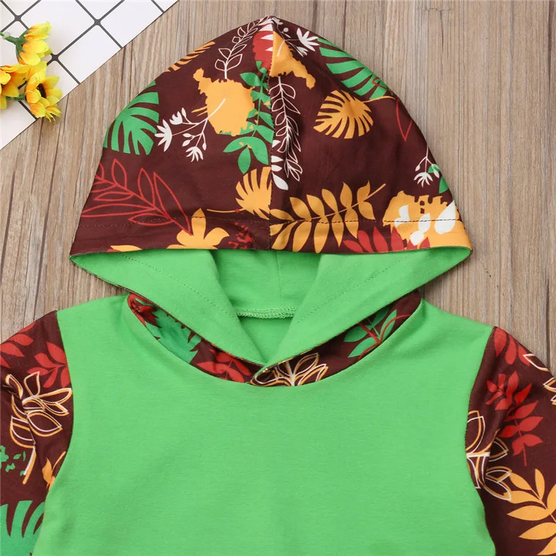 New Casual Baby Girl Autumn Spring Outfit Long Sleeve Hooded Sweatshirt Top+Long Floral Pants Clothes Patchwork Set Toddler 2Pcs | Детская