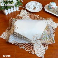 hot hollow satin embroidery placemat cup mug tea coffee coaster kitchen dining pan table place mat lace doily wedding drink pad