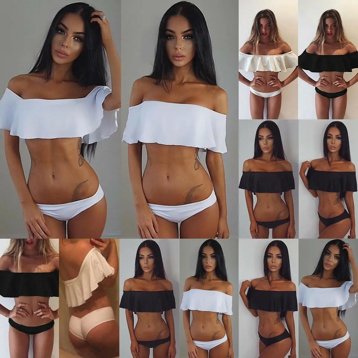 Женский костюм из двух частей купальник танкини сексуальный слово плечо топ с