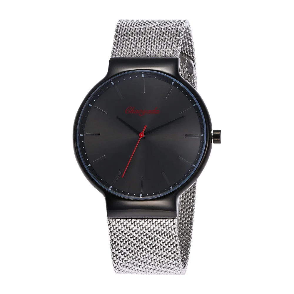 Ультра тонкие кварцевые часы мужские повседневные Черные Кварцевые Женские из