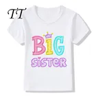 Детские футболки с принтом старшей сестры, летние топы для малышей, повседневная одежда с коротким рукавом для мальчиков и девочек, детская футболка, HKP2182, 2018
