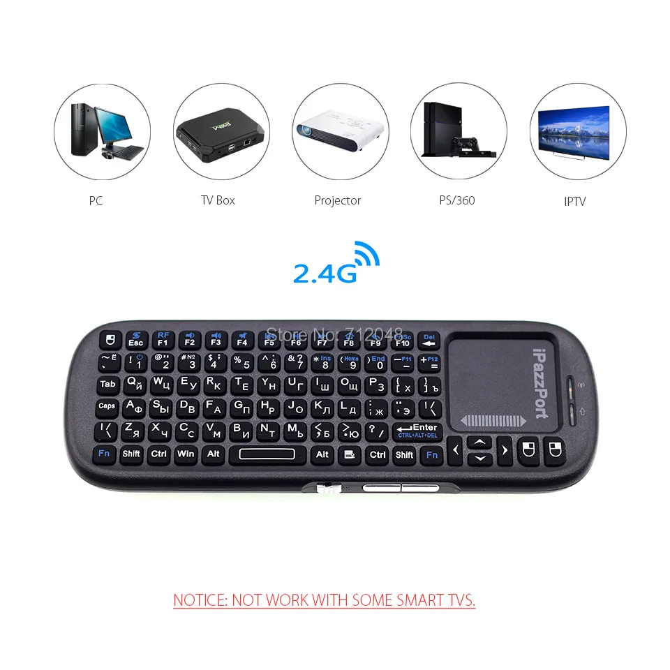 Оригинальная iPazzPort 19s русская клавиатура 2 4G Мини Беспроводная Air Mouse с тачпадом