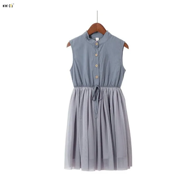 Teenager Girl Dress Summer Sleeveless Meash Spliced Princess Children Dresses For Kids Clothes 4 5 6 7 8 9 Years | Детская одежда и