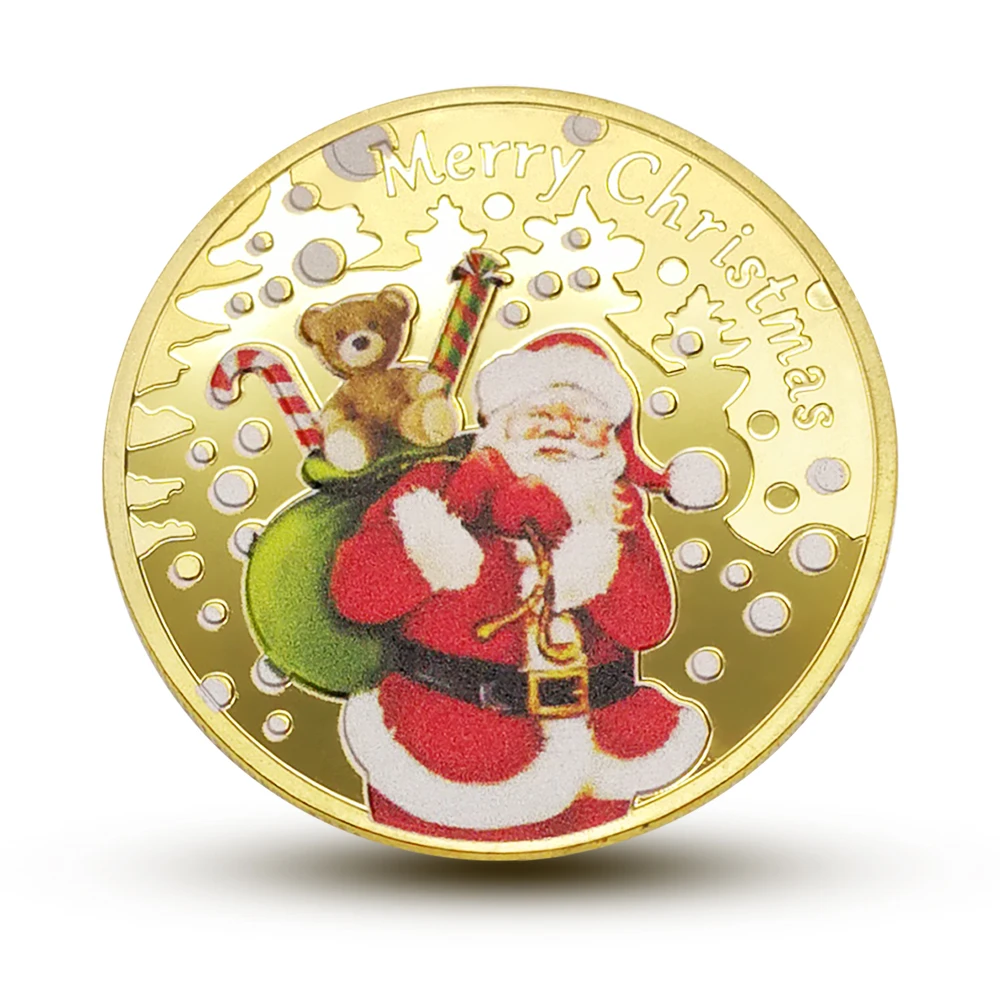 Цветные монеты рождественские украшения медведя поделки 2018 Счастливого