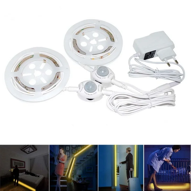 

Motion Sensor Led Strip Waterproof Pir Motion Sensor Night Light Smart On Off Kitchen Cabinet Bedroom Bed Light + Eu /us Plug
