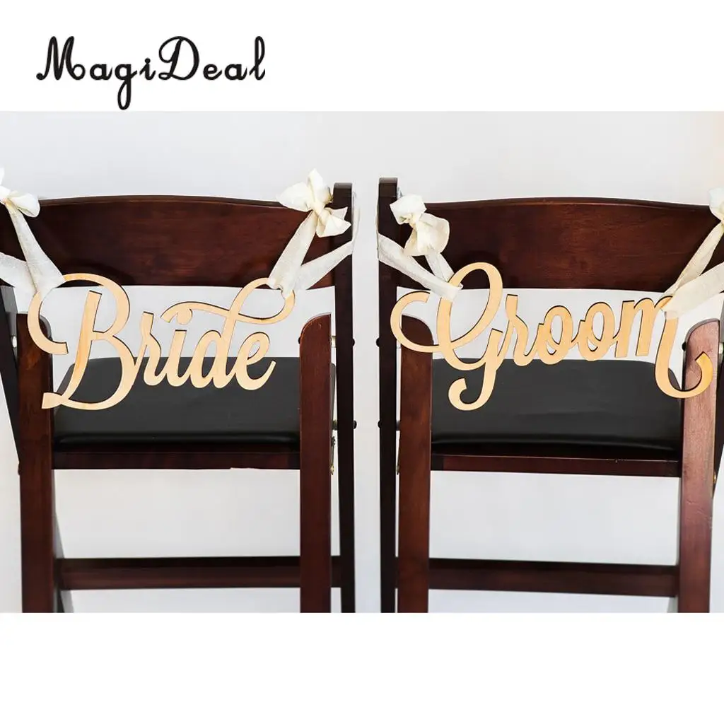 2 шт. потертый шик невесты жених буквы свадебное кресло баннер знак деревянные