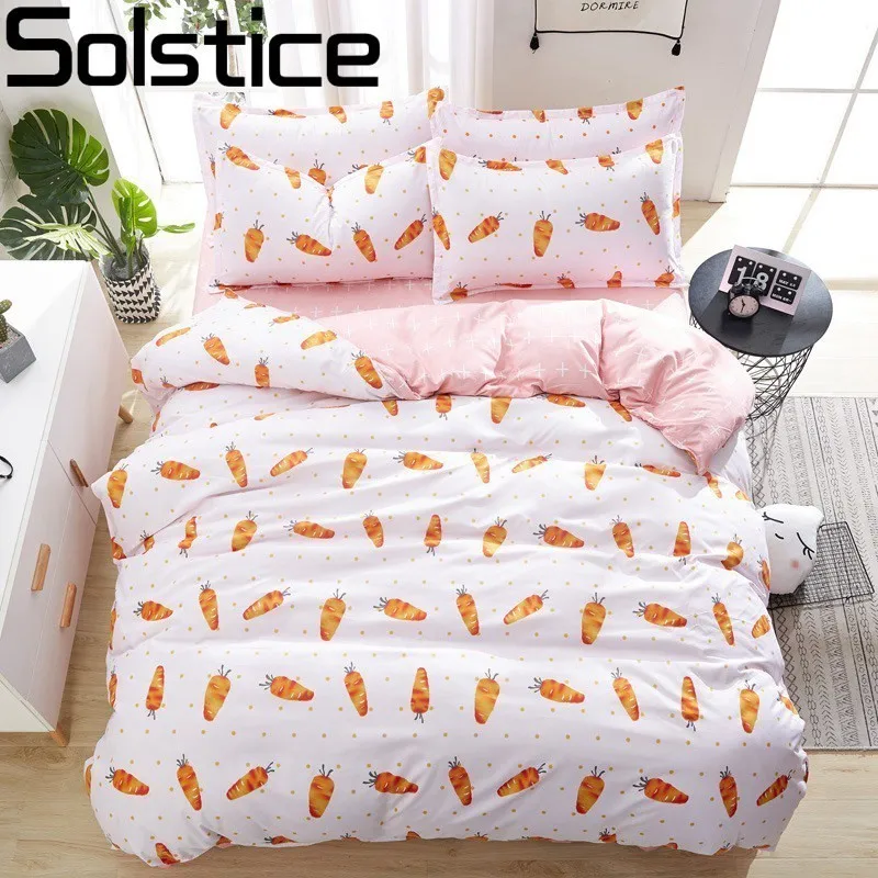 Solstice Bed Linen Mixed Color Cartoon Flowers Striped Lattice Style Cover Sheet Duvet Pillowcase 4pcs Bedding Set|4pcs bedding set|bedding setbed