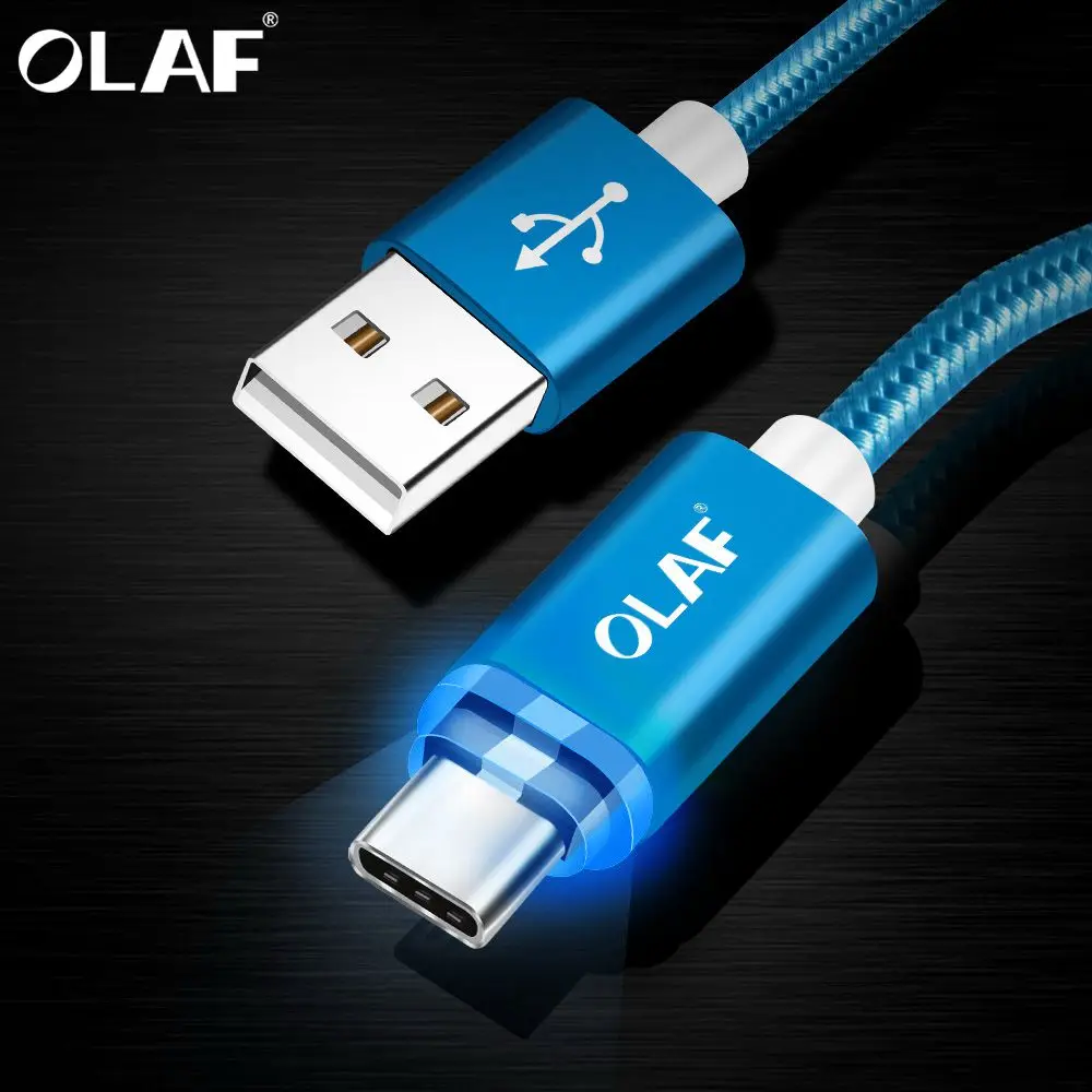 Кабель OLAF USB Type C для быстрой зарядки кабель Samsung Galaxy S9 S8 Oneplus 6 кабели в нейлоновой