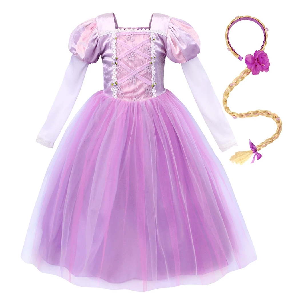AmzBarley Girls Princess Rapunzel Dress Christmas Halloween Cosplay Costume Toddler Long Sleeve Wedding Birthday party outfits | Детская