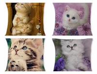cat animals cotton linen throw pillow case cushion case pillowcases soft room gifts single sides printing