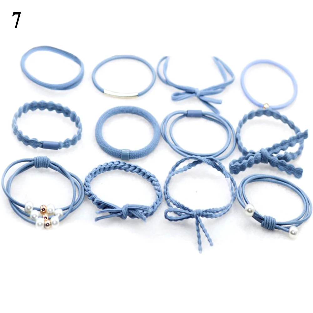 

12Pcs/Set Multi-Layer Pearl Elastic Hair Bands For Girls Women Korean Sweet Knotted Scrunchy Hair Ring Ties Gum Ponytail Holder
