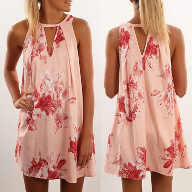 2018 Summer Women Printed Dresses Floral Sleeveless Bodycon Casual Dress Mini Outwear | Женская одежда