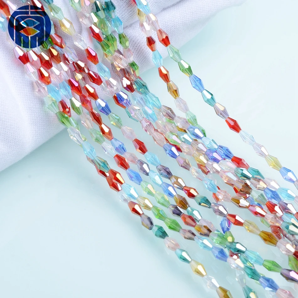 

Стеклянные двухконусные бусины разных цветов, 3x6 мм, 4x8 мм, оптовая продажа, граненые длинные хрустальные бусины для изготовления ювелирных ...