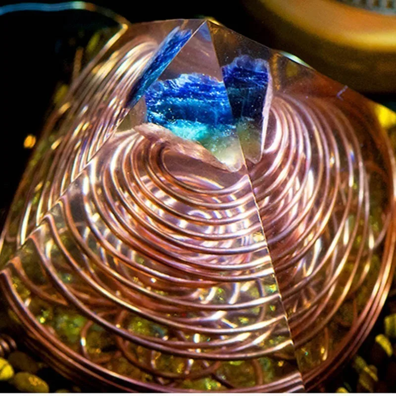 Gathering Orgonite Large Pyramid Multiple High Frequency Triple Helix Energy Tower Organ  Resin Decorative Craft Jewelry Gifr