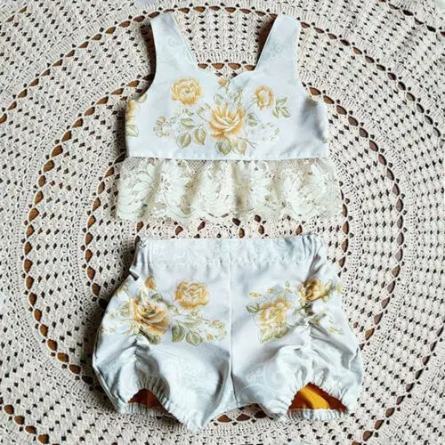 Детский топ с рюшами и цветочным принтом для маленьких девочек футболка + штаны
