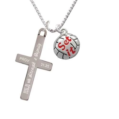 Volleyball - ''Set It'' Strength and Dignity Cross Necklace | Украшения и аксессуары