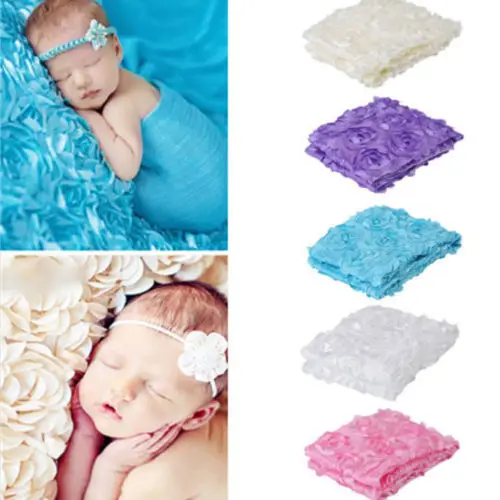 Infant Newborn Baby 3D Flower Photography Blanket Props Rug Photo Milk White Backdrop | Мать и ребенок