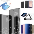 Прозрачный зеркальный чехол для Samsung Galaxy J5 J7 2016 J3 J5 J7 2017 J7Max Plus J6 Plus J2 Pro J7 Duo 2018, кожаный флип-чехол с подставкой