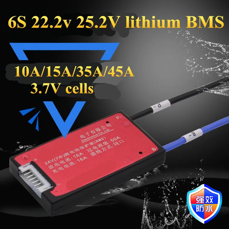 1 шт. BMS 24 В литиевая батарея 6s 22 2 в 10A 15A 35A 45a разрядный аккумулятор 25 Bms защита для