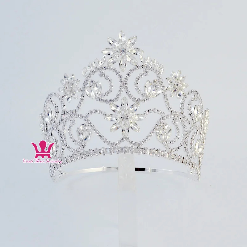 Корона диадемы розовые и красные стразы хрусталь регулируемое оголовье