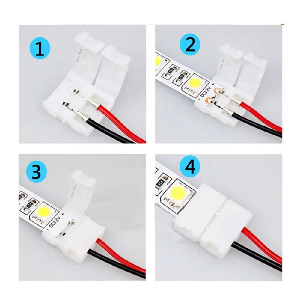 

10pcs 2pin Free Solder Connector Cable For LED Strip 3528 5050 Single Color 10mm 2pin Connector Cable To DC Female