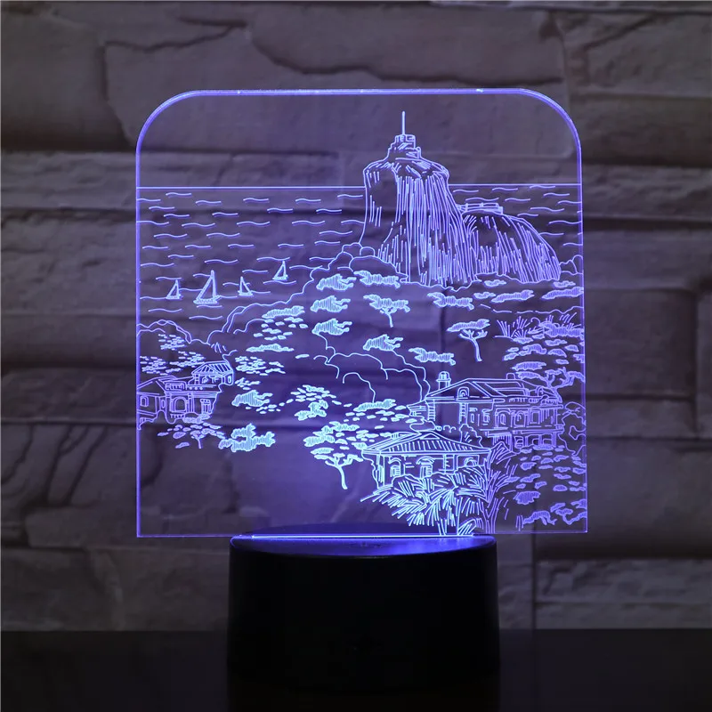 3D Светодиодная настольная лампа для вечерние с USB светильник озера парусника