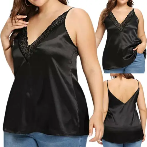 Большие размеры женские летние кружевные топы с глубоким v-образным вырезом без