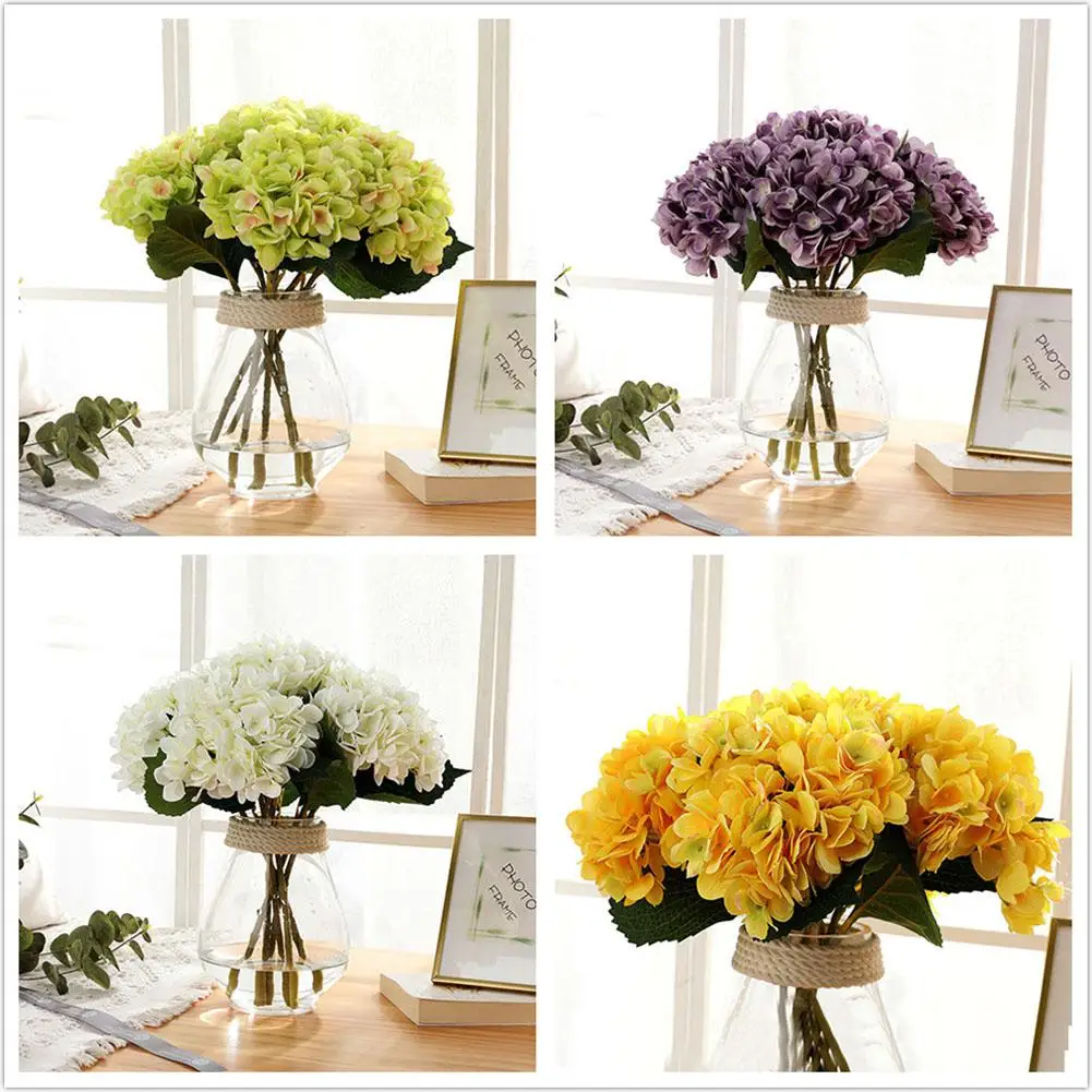 1 Branch Artificial Hydrangea Flowers for Wedding Bridal Bouquet Home Party Garden Fake Floral Decal Vase Decoration | Дом и сад