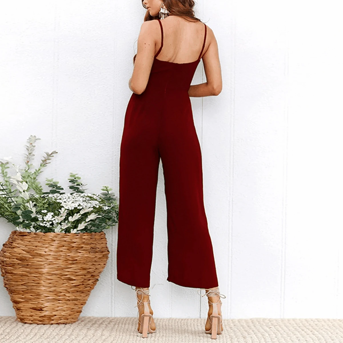 Однотонные женские комбинезоны с открытой спиной 2019 сексуальные без бретелек