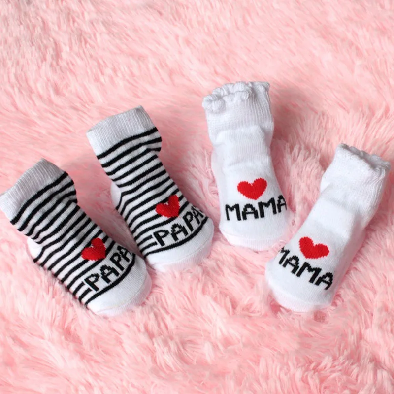Милые детские носки для мальчиков и девочек с надписью Love Papa Mama sokjes мягкие