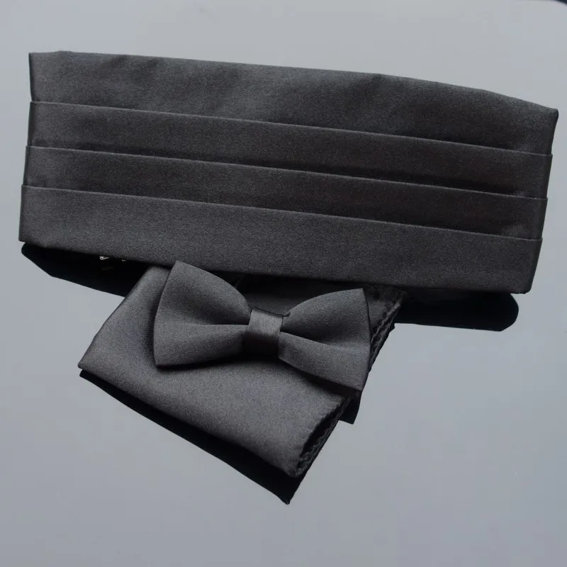 

Premium Kid's Tuxedo Satin Cummerbund Pre-tied Bowtie Hanky Set Wedding Formal