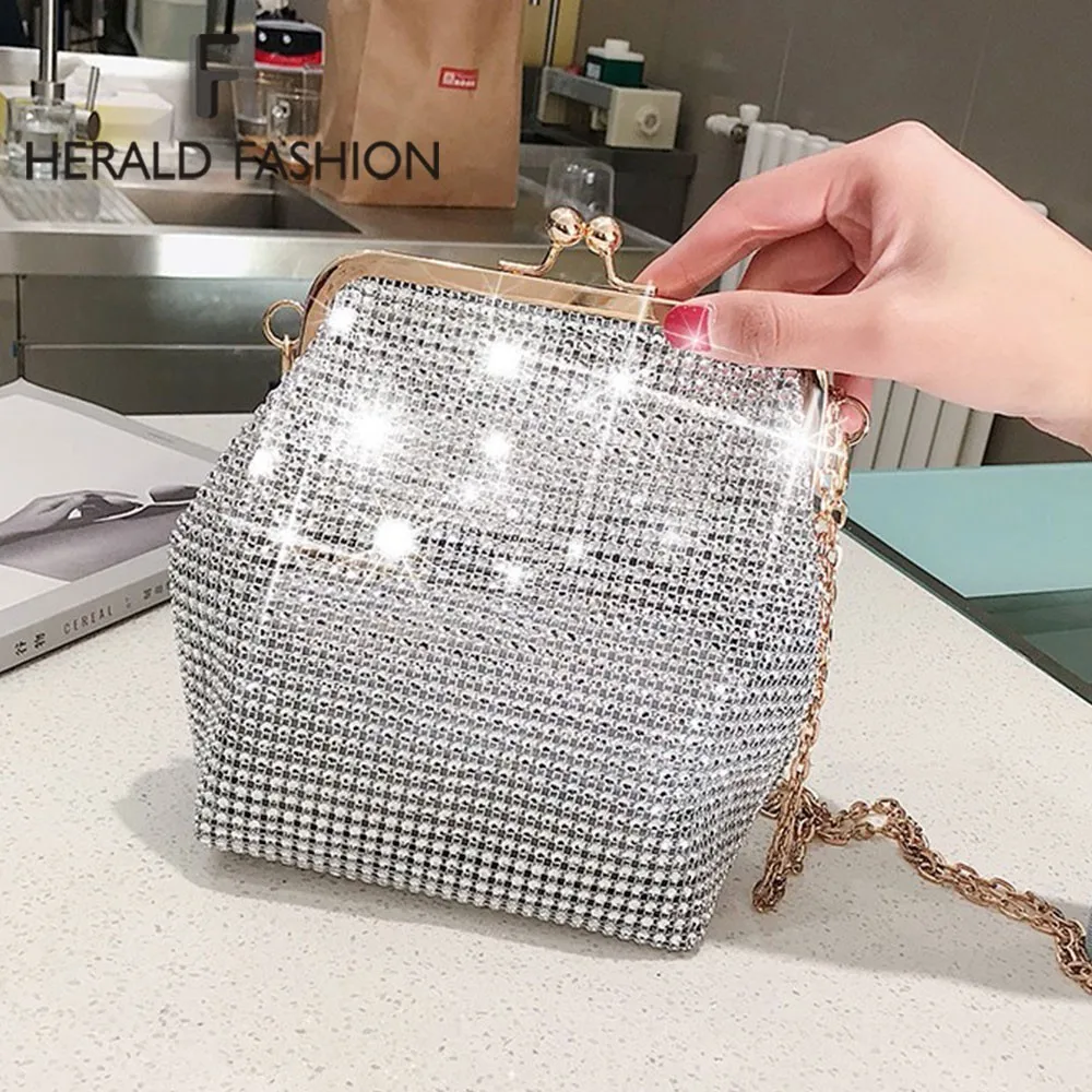 Herald Fashion Женская сумка через плечо с бриллиантами из бисера металлические