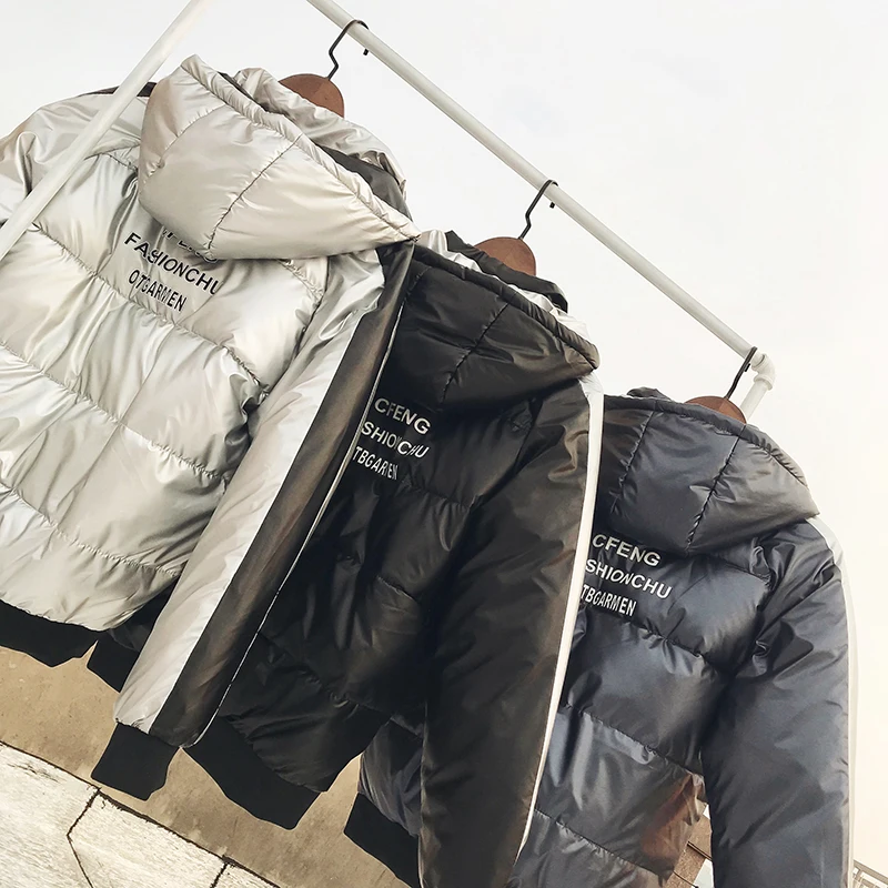 2018 New Bright Waterproof And Windproof Cold Men's Cotton Jacket Lovers Bread Clothes Thickening Plus Cashmere Country Trend | Мужская