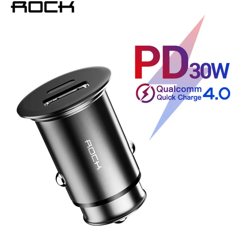 Автомобильное зарядное устройство Rock usb для Samsung Xiaomi 30w QC 4 0 PD 3 Type C Plug Quick Charge Mini Metal
