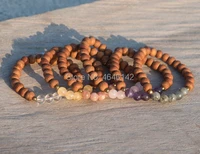bohemian turquoises slab beaded pave cz spacer beaded wood beads stretch braceletyoga wood beaded stack bracelet one set of 2